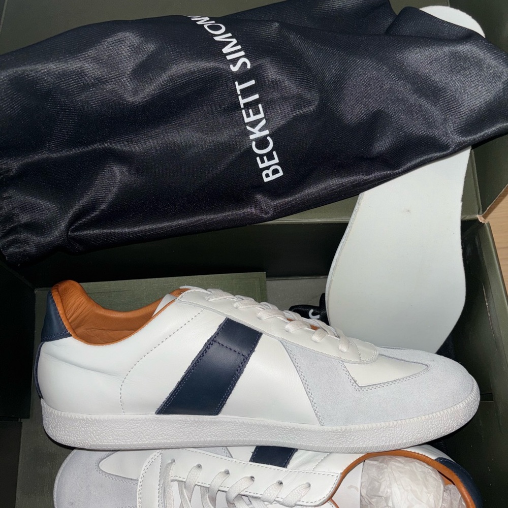 Beckett Simonon White and Navy Sneakers